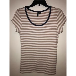 Cynthia Rowley Cream & White Striped T-Shirt